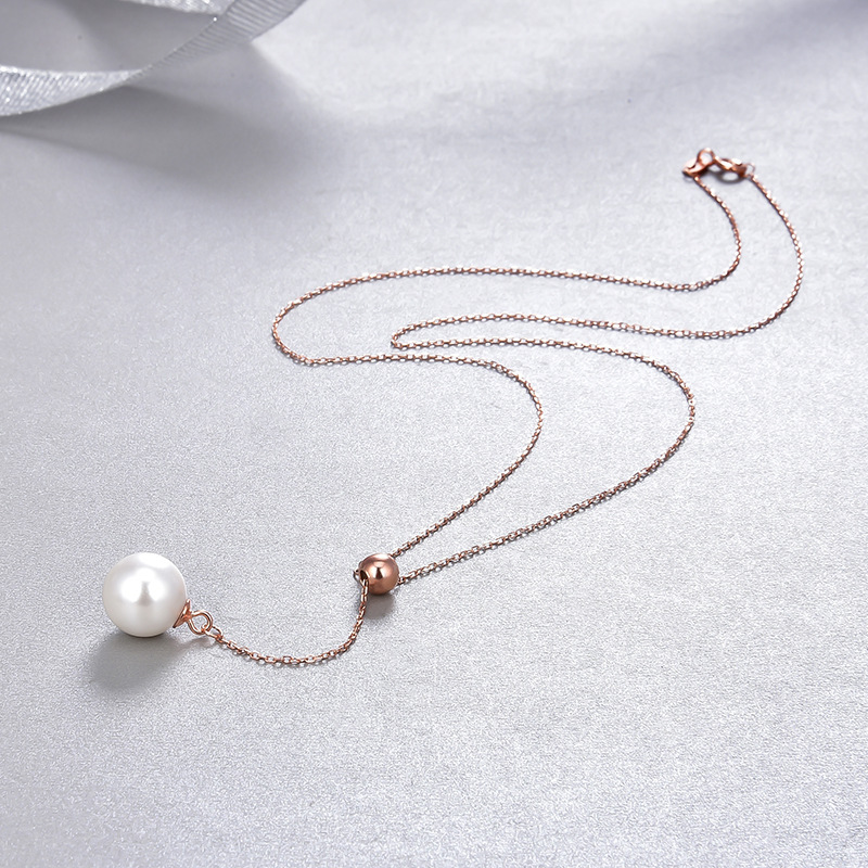 Estilo coreano de moda de estilo frío collar de abalorios S925 plata esterlina en forma de Y ajustable clavícula cadena collar de perlas para las mujeres