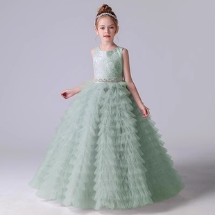 Children's Fairy Cake Dress Piano Performance Stage Performance Elegant Catwalk Dress Birthday Party Dress Girl