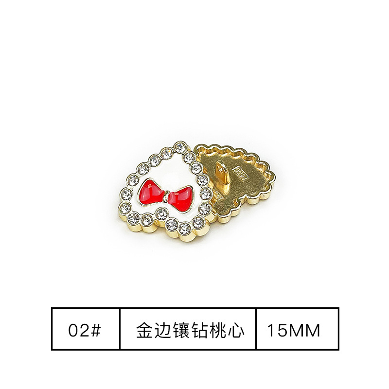 2# Gold edge with diamond heart 15mm