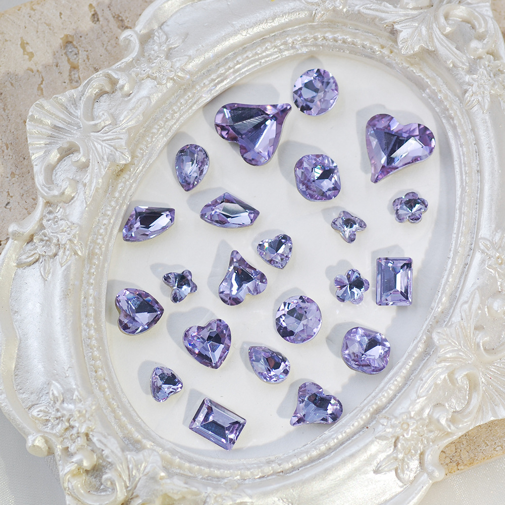 2g Weight Nail Decoration Accessories Nail Supplies Crystal, Glass Material Square, Water Droplets, Heart Shape Pattern Square Water Droplets Heart Shape Crystal Glass Nail Decoration Accessories 1