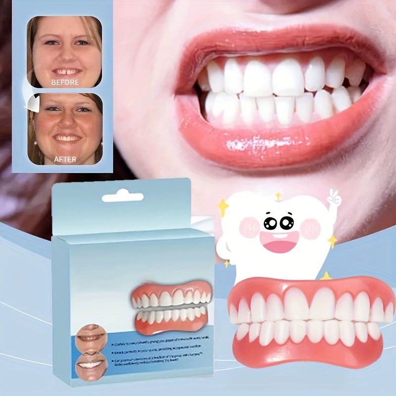 2pcs Flexible Dentures set Natural Veneer Look Comfortable