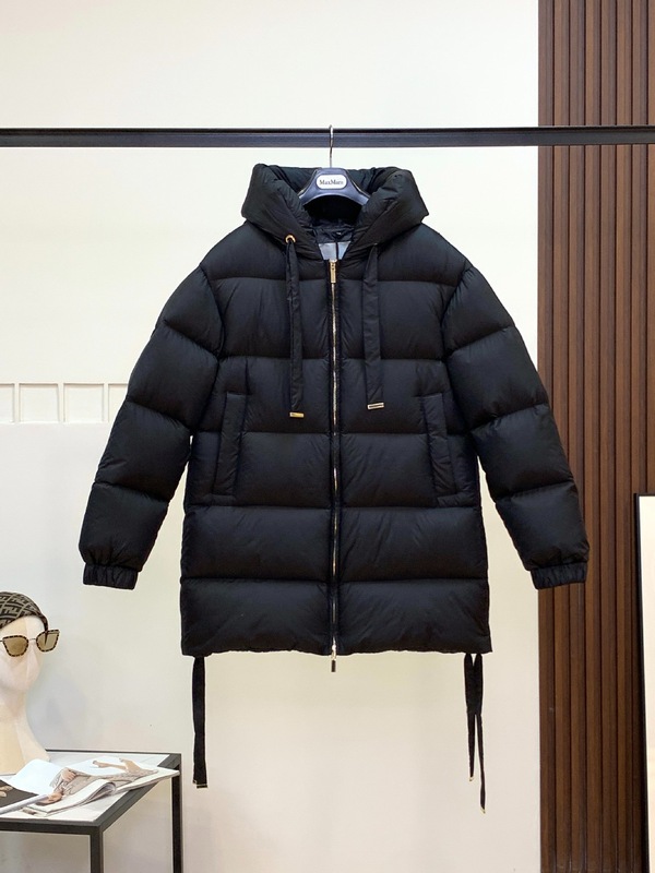 max家尼龙面料中长款细带连帽加厚羽绒服女士冬季保温高端外贸款|undefined