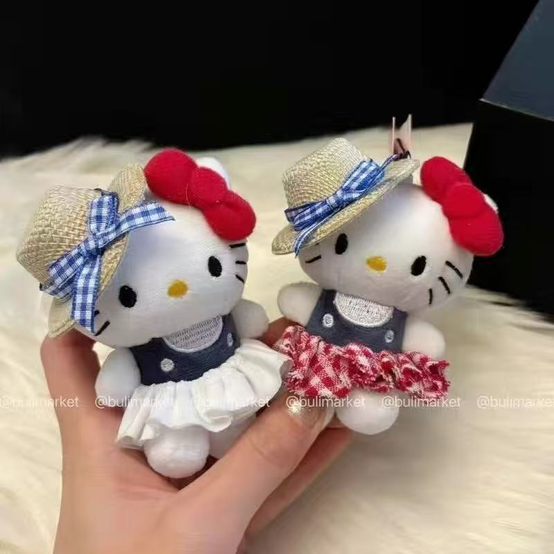 草帽ktkitty挂件背包可爱毛绒公仔钥匙扣挂饰包包玩偶礼物|undefined