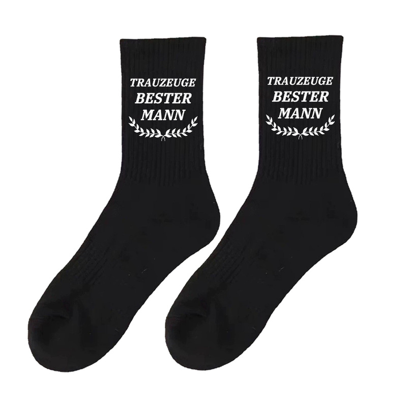 Cross-Border Amazon Wedding Holiday German Bester Mann Groom Bridesmaid Letter Socks Men's and Women's Mid-Calf Socks