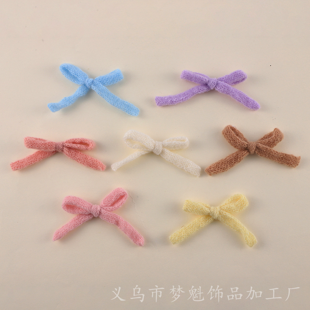 可爱甜美超仙针织毛线蝴蝶结布贴DIY饰品发卡服装配饰装饰辅料