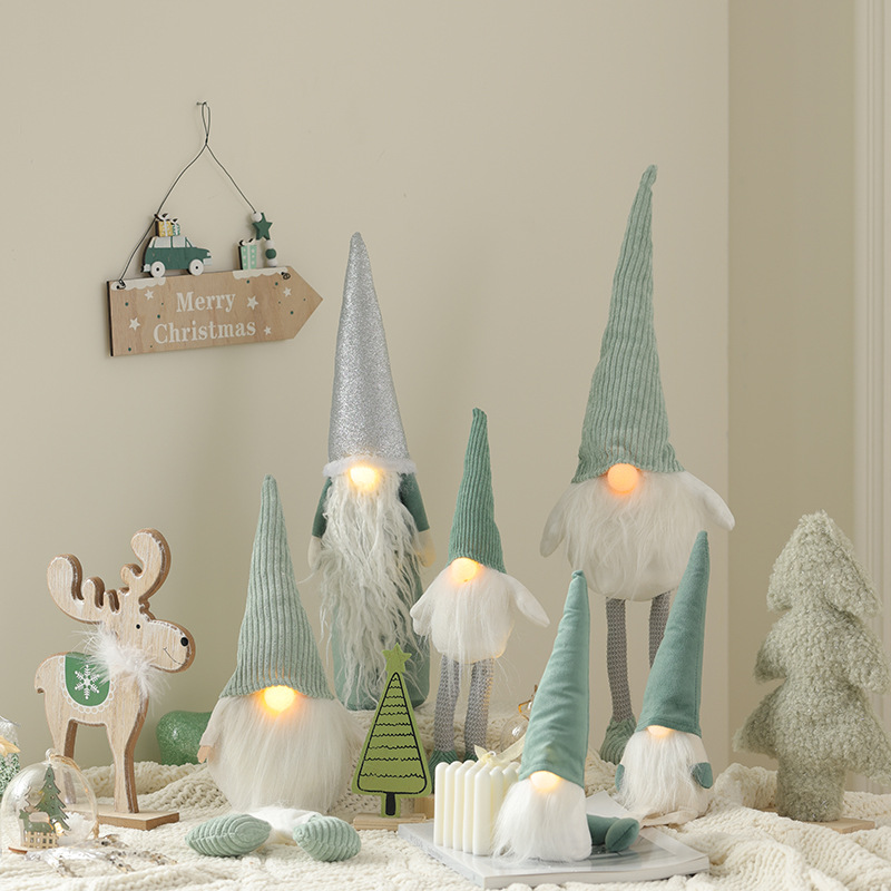 Nuevo muñeco de Papá Noel luminoso sin cara muñeca duende decoración de escritorio de Navidad regalos