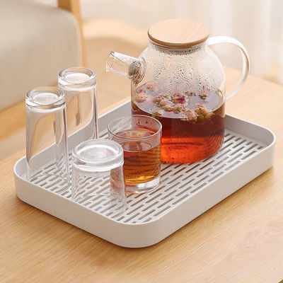 wholesale Deepen double-deck Drain tray kitchen Tray tea tray household Fruit plate thickening Plastic glass Tray Cup holder