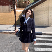 小个子学院风两件套女秋季新款短外套百褶裙小香风套装裙两件套潮