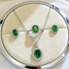 Douyin Internet celebrity live broadcast popular emerald necklace dinner wearing coconut round gemstone pendant earrings ring jewelry set