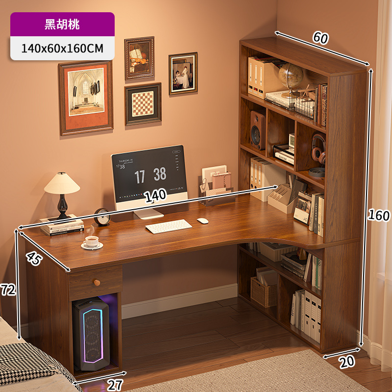 Mesa de escritorio, estante de escritorio, mesa de esquina, estudio, mesa de estudio doméstica, mesa de computadora moderna y simple, mesa de oficina y silla.