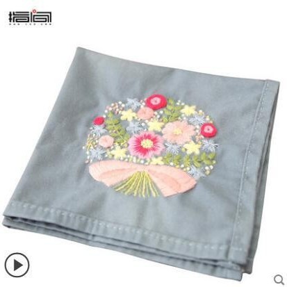 Bordado DIY hecho a mano auto-bordado pañuelo material paquete pequeña toalla cuadrada pañuelo de algodón regalo creativo para bordado de tela de novio