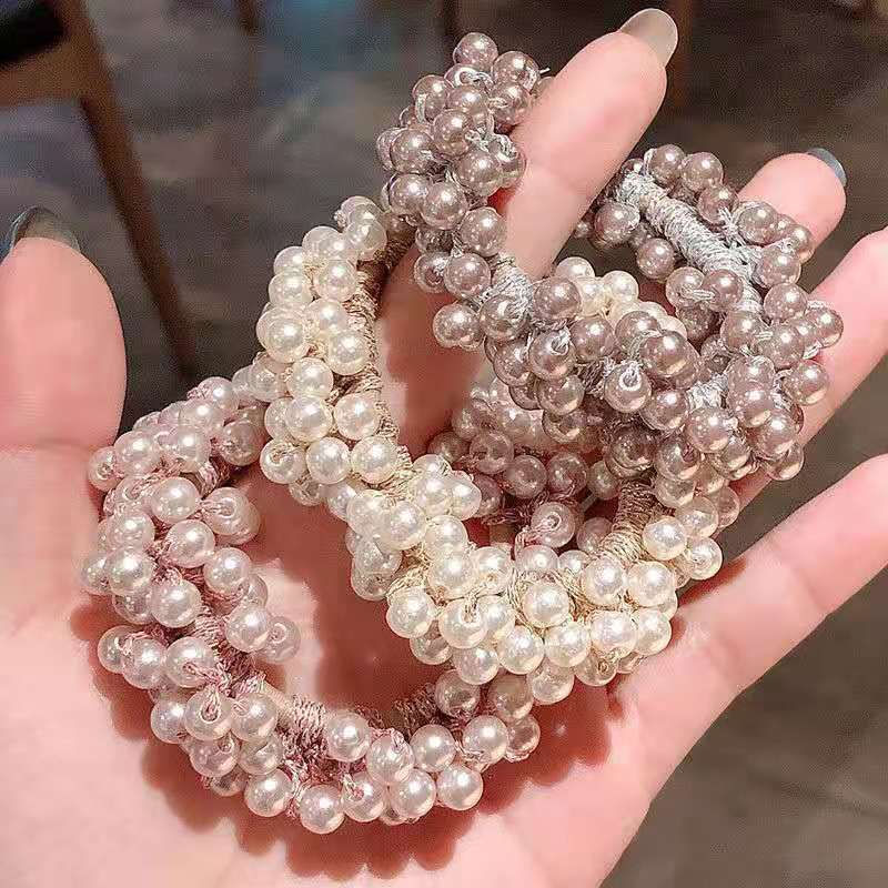 珍珠發圈手鍊兩用頭繩女網紅頭髮飾品韓版東大門手工串珠高彈發繩