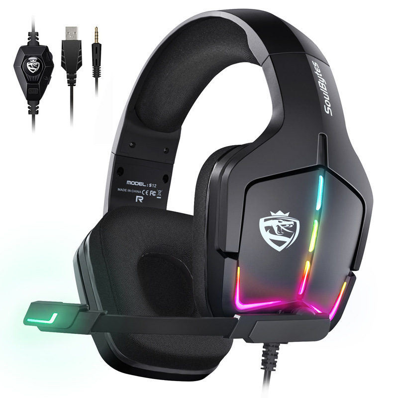 新しいsoulbytes s 12ヘッドセットのゲームのイヤホンは有線のrgbコンピュータの電気競争のイヤホンのps4のイヤホンです。|undefined