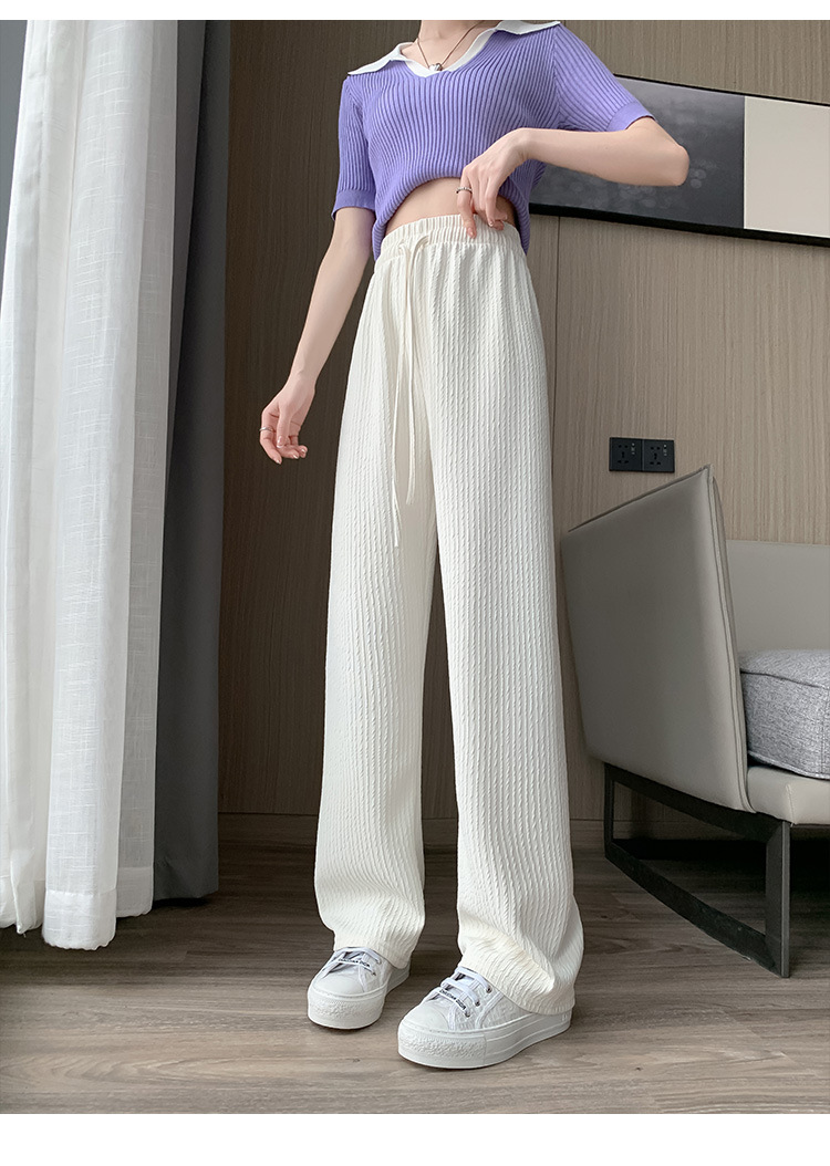 Narrow wide-leg women's summer thin 2023 new ice silk high-waisted knitted women's casual straight drape long pants pic 19
