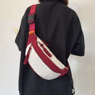 熙鹏日系撞色胸包女ins休闲简约斜挎包学生机车运动小包百搭腰包