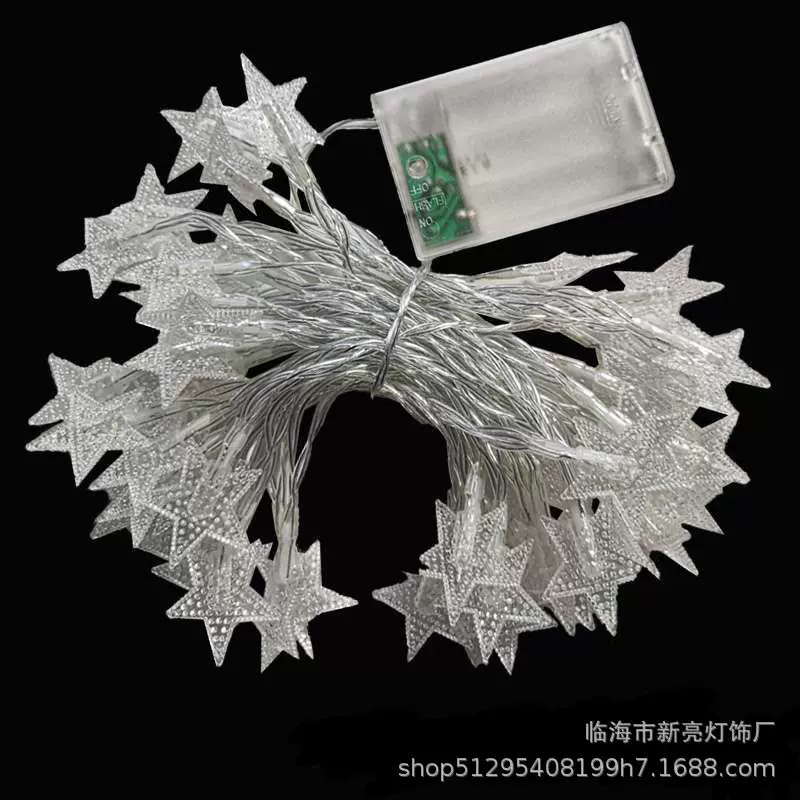 LED灯串五角星彩灯电池盒小灯串圣诞节房间装饰星星灯串大量批发