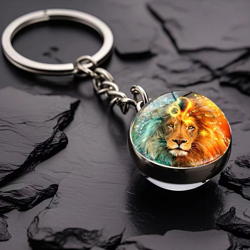 Crystal Luminous Twelve Constellations Keychain Fantasy Keychain Leo Libra Aquarius 12 Constellation Pendant