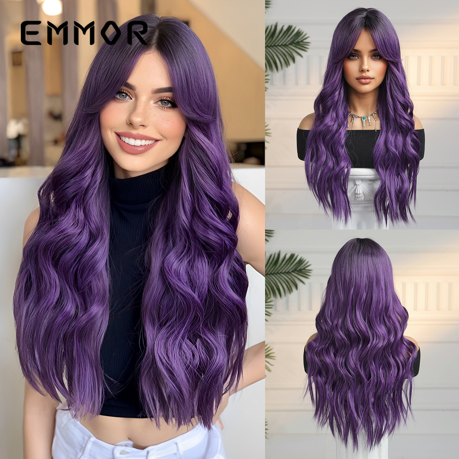 Pelucas Europa y América fuentes transfronterizas Qi flequillo blanco pelo largo y rizado ambiente festivo sentido dopamina cos todo cubierta