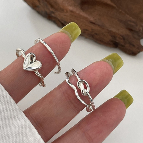 Love branch combination s925 sterling silver ring female personality simple ins light luxury advanced retro personalized index finger ring