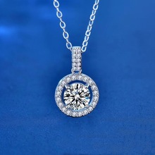 S925纯银莫桑石项链女时尚百搭圆包吊坠圆形锁骨颈链跨境直播批发