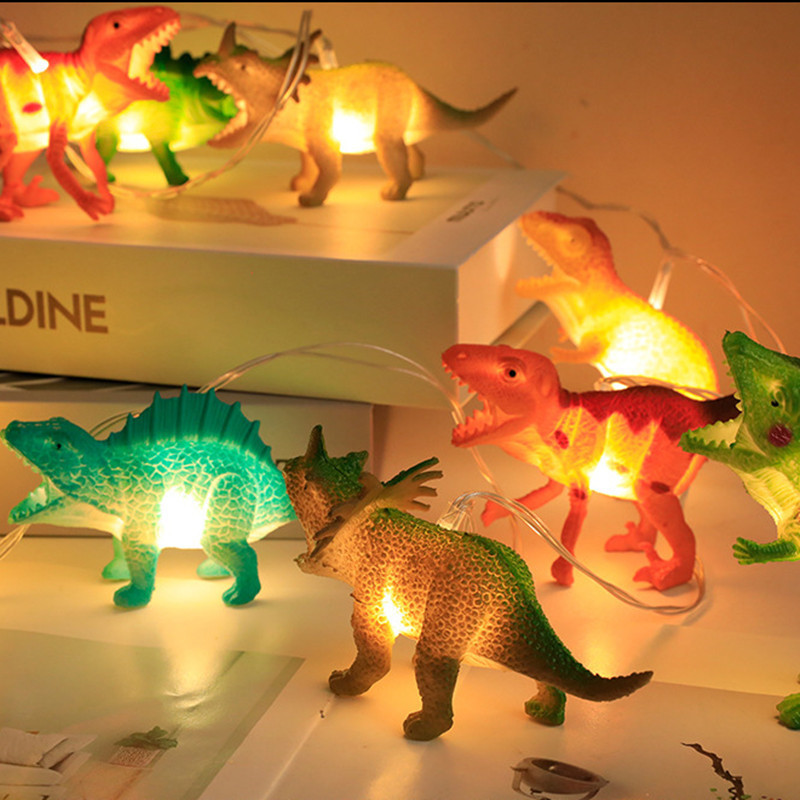 Transfronterizo nuevo LED pequeño dinosaurio Cadena de luz de juguete para niños sala de centro comercial luz decorativa creativa iluminación de regalo de dibujos animados