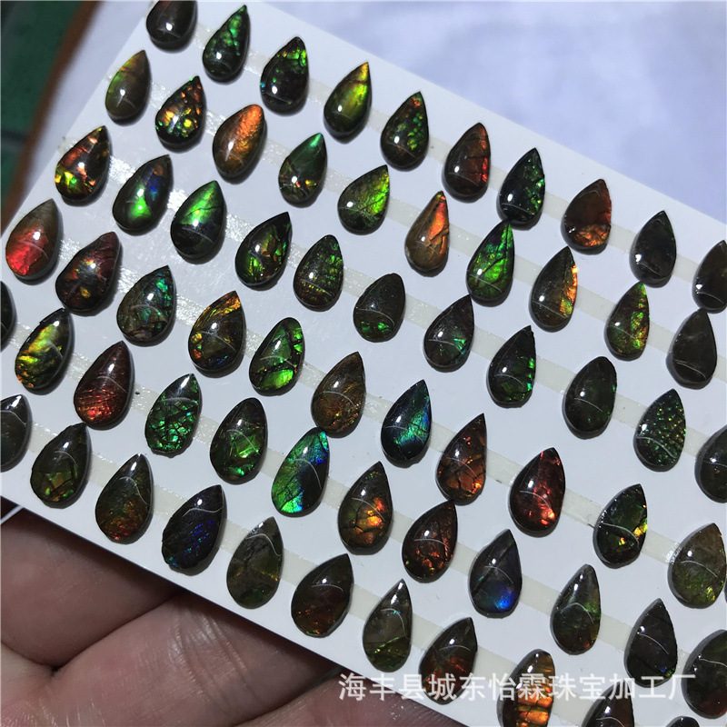 Canada snail stone spot color stone color treasure bare stone ring surface water drop round shape pendant trembles supply