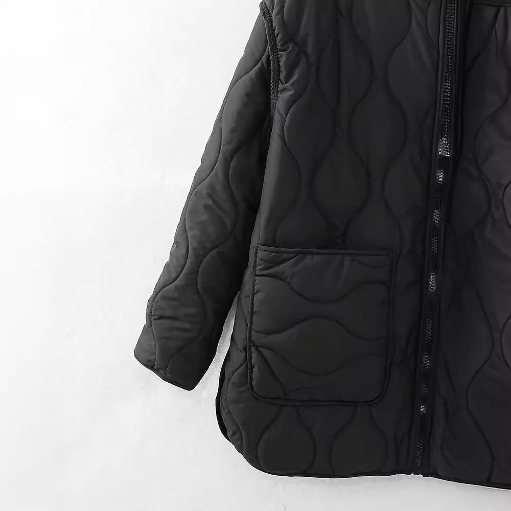 Women's clothing 2024 autumn and winter new hooded diamond grid warm jacket_voghion.com