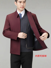 冬季新款羽绒服男夹克白鸭绒中年男士加厚可拆卸内胆翻领保暖外套