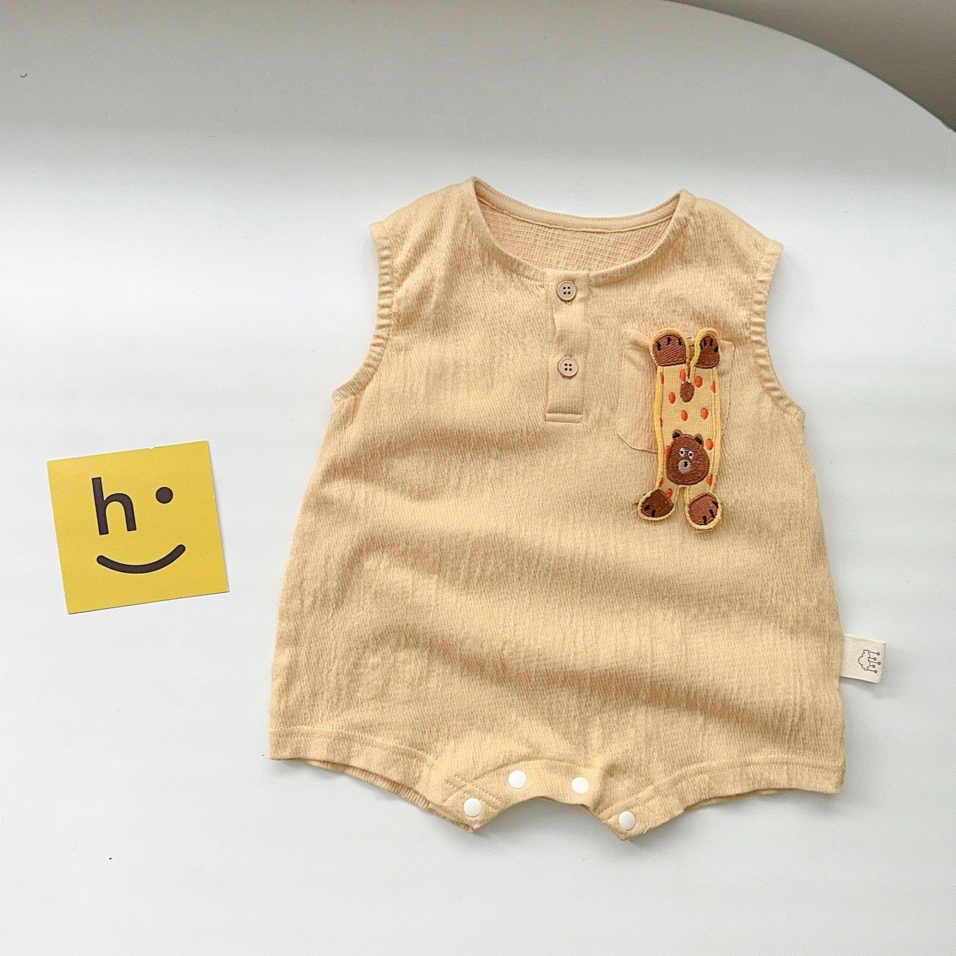 2024 verano coreano estilo occidental lindo chico bebé delgado recién nacido dibujos animados sin mangas mamelucos ropa de casa ropa de salida