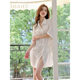 2025 Spring and Summer New Ice Silk Nightgown for Women Loose Thin Boyfriend Style Short-Sleeved Simple Pure Color Shirt Pajamas