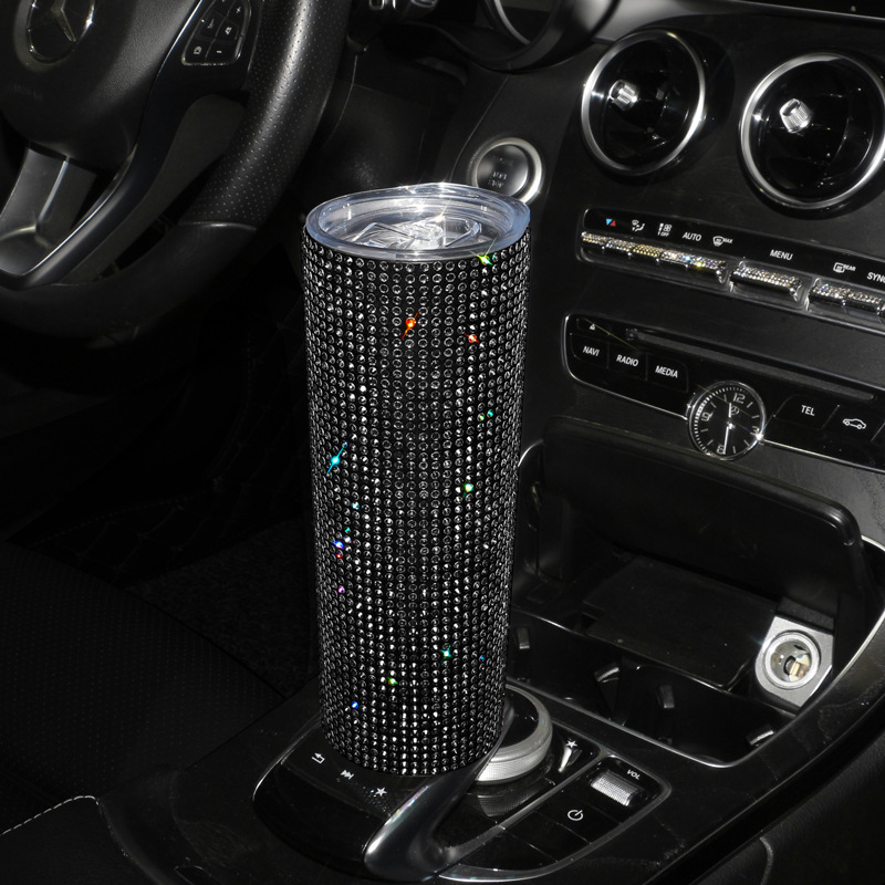 Sudeste de Asia taza fría transfronteriza flash diamante lindo portátil taza de agua diamante incrustado taza recta 20oz de acero inoxidable taza de bolsillo