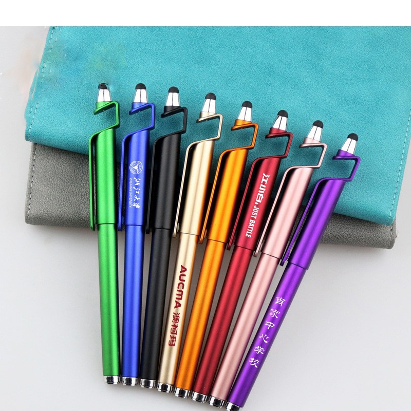 Multifunctional mobile phone stand advertising pen, logo printing QR code gel pen, touch screen pen, portable