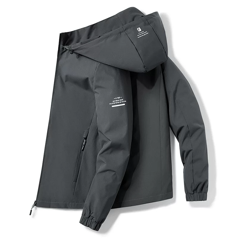 Thin trench coat, spring autumn jacket with hood for leisure, sun protection clothing