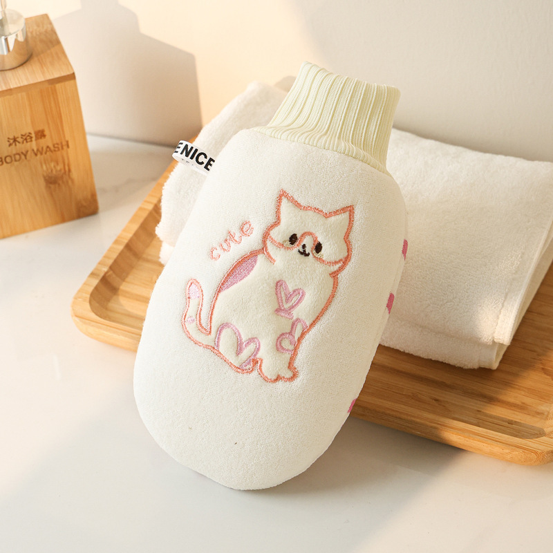 高品質の漫画刺繍入り子供用バスタオル、両面無痛泥入浴手袋、入浴アーティファクト|undefined