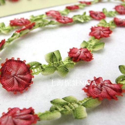 怩娃12mm手工编织扇形花织带/服饰鞋帽装饰带/手工DIY辅料配件