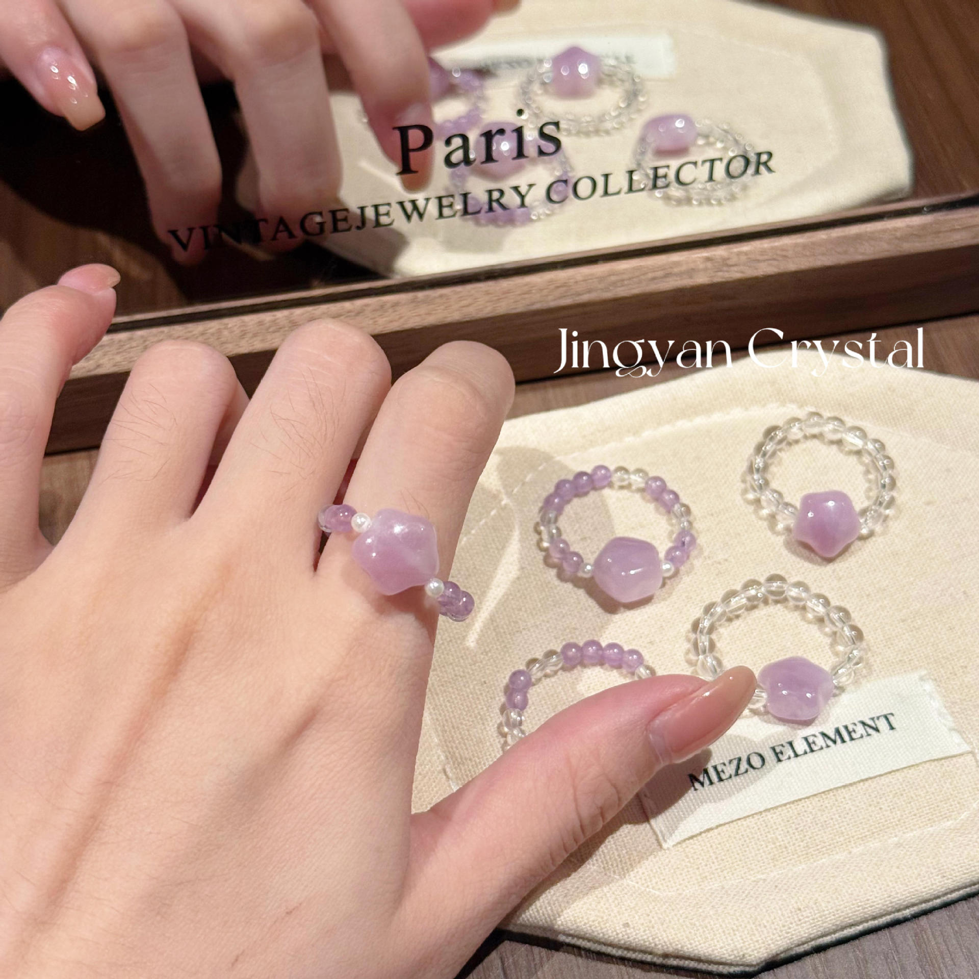 Original design, amethyst star carving, amethyst dreamy, niche fashion, versatile, sweet style, wholesale supply of rings