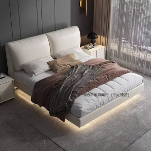 Leather bed suspended bed modern simple master bedroom large bed 1.5 meters double elephant ear bed 1.8 meters soft wedding bed