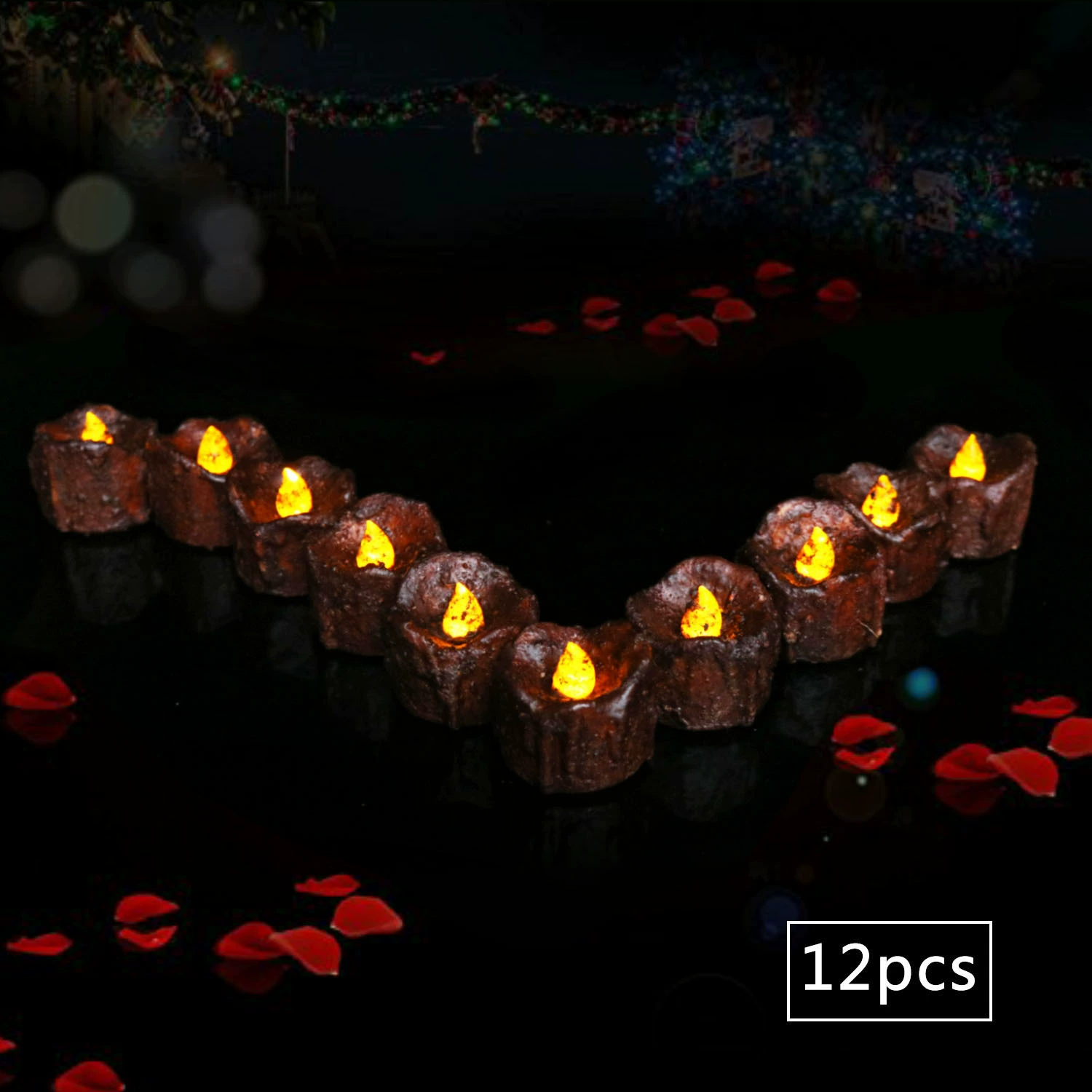 Flameless battery led waxtealight candle Коричневый черный воск Светодиодный свет свечи