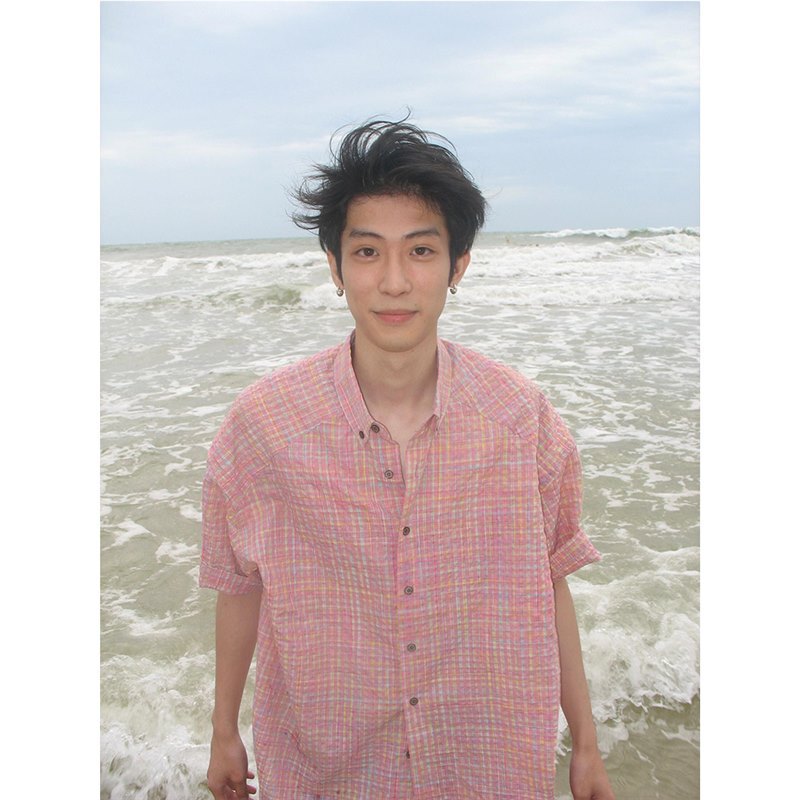 Summer Yarn-Dyed Seersucker Pink Plaid Short-Sleeved Shirt for Men, Trendy Casual Versatile Boyfriend-Style Shirt Jacket
