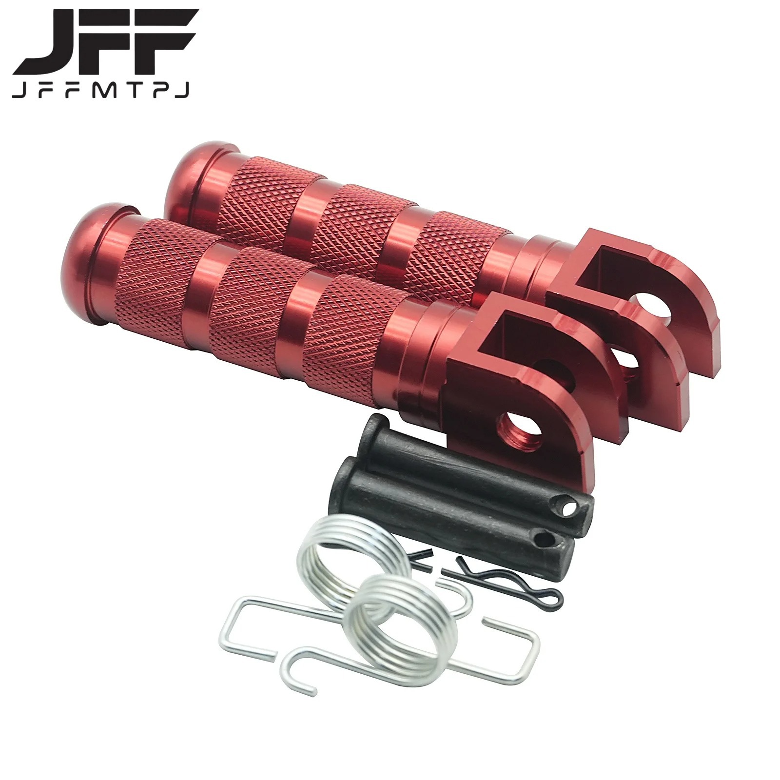 Cnc Aluminum Alloy Motorcycle Footrests, Universal Folding Modified Footpegs with Spring Mounting Accessories