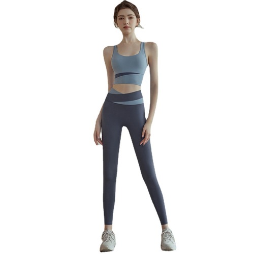 Women's Yoga Set  Summer Sports Bra Top Fashion Striped Push-up Bra Fitness Running Set