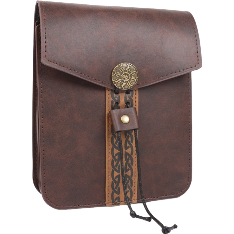 브라운 가죽 버클 스퀘어 백