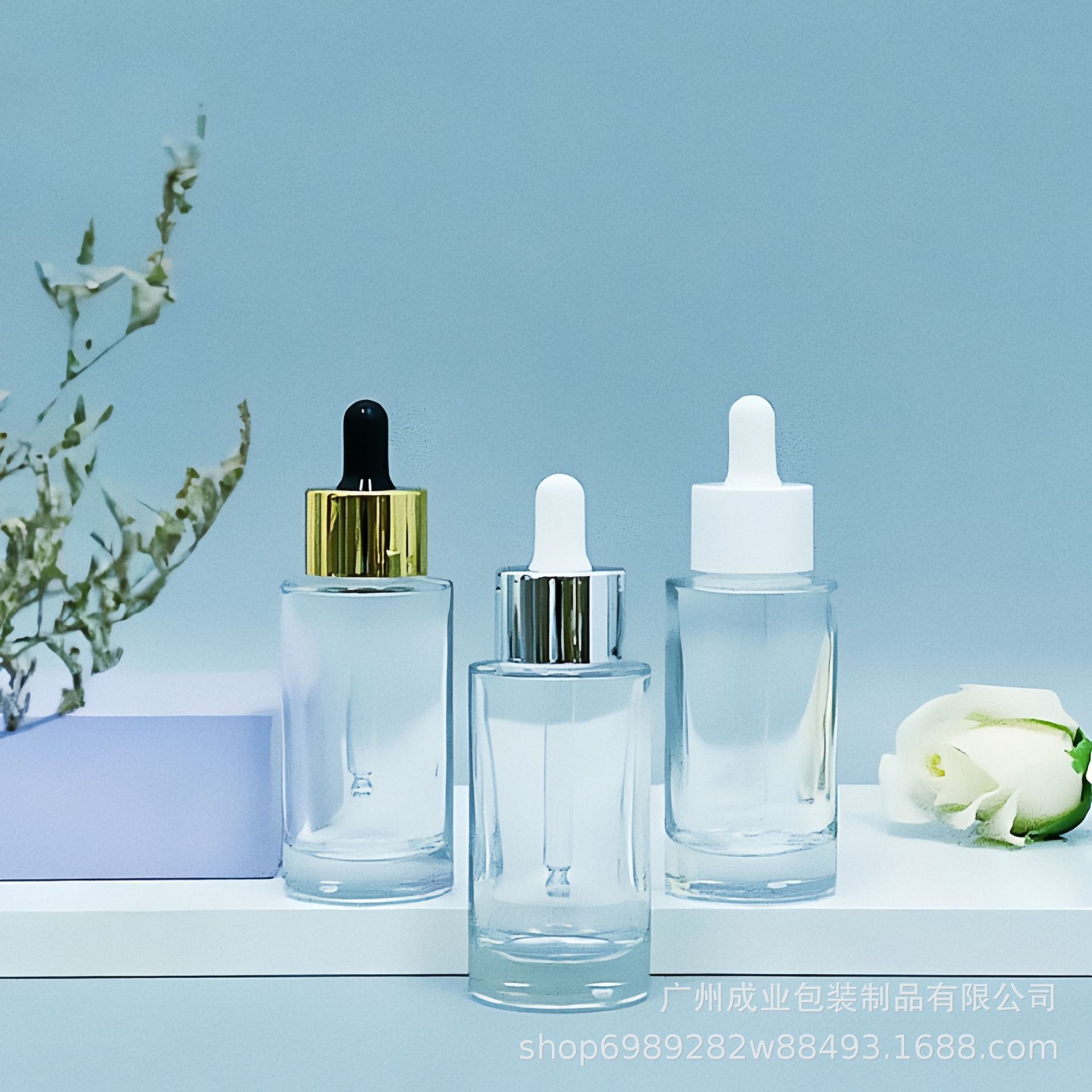 供应50ml平肩精华液滴管瓶50ml直圆精油瓶