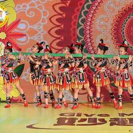 踏踏乐舞蹈服壮族土家瑶彝苗族幼女少数民族表演服苗玲声声演出服