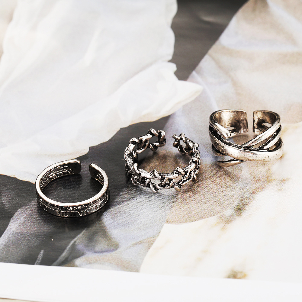 Fashion 1# Alloy Geometric Star And Moon Ring Set