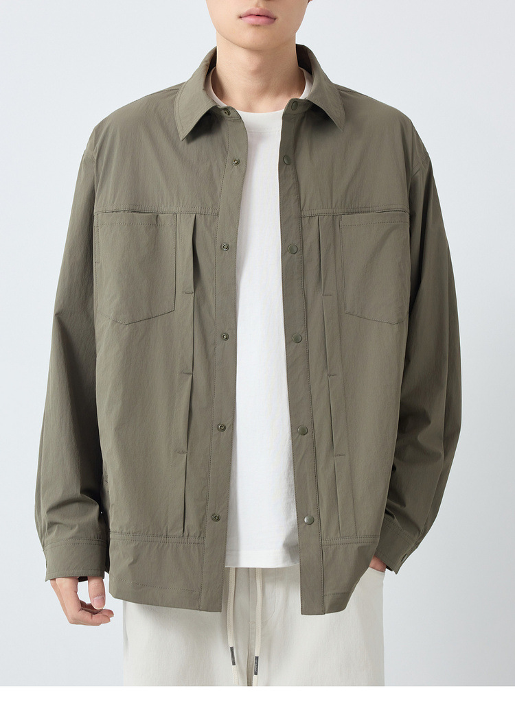 Áo khoác bomber nam cổ bẻ phong cách Mỹ, dáng đơn giản màu trơn — đen chi tiết 25