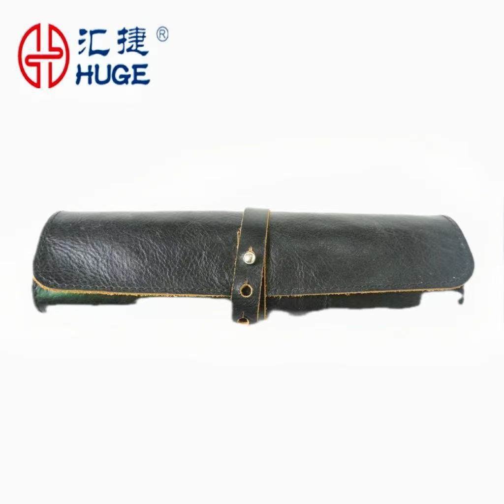 批发皮革笔帘仿皮笔袋定制logo简约办公文具收纳卷包复古保护卷袋