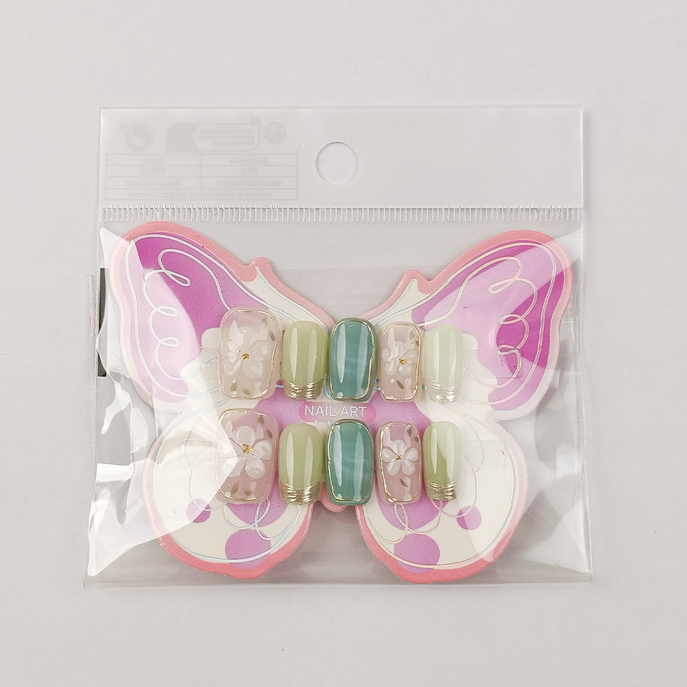 10 piezas de manicura infantil verde fruta estilo ins