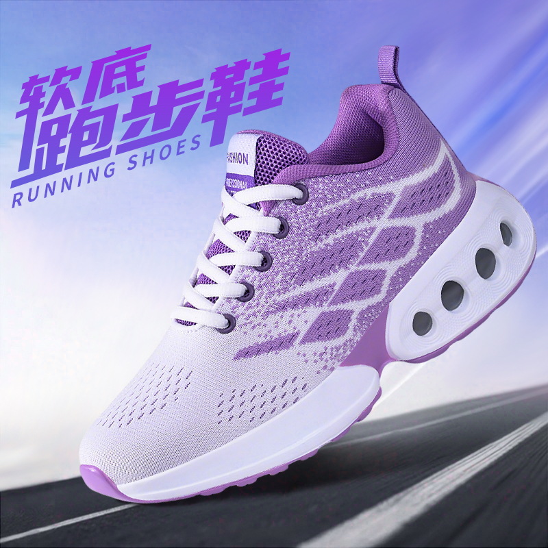Zapatillas deportivas para mujer, estilo primavera, zapatillas para correr con suela blanda y amortiguación de aire, calzado femenino de moda de talla grande para venta al por mayor, zapatillas versátiles de malla transpirable.