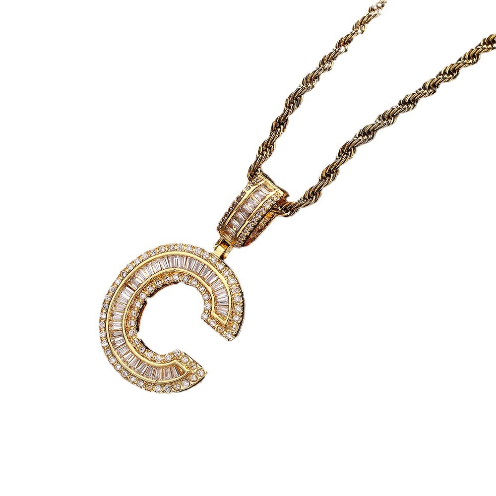 Hip-hop cross-border colgante de letras azúcar de cristal collar de zircon explosión ins joyería personalizada nicho diseño colgante para hombres y mujeres